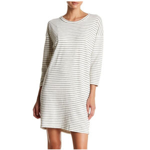 Current Elliot The Painter Long-Sleeve T-Shirt Dress Cream Duet Stripe Size M